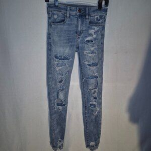 American Eagle distressed jeans, super stretch, size 2